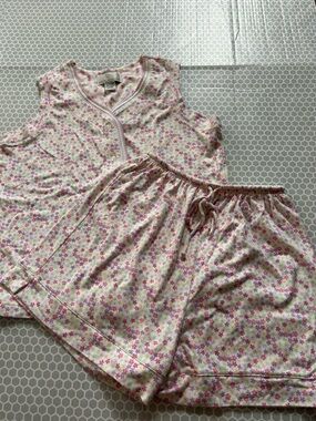 Karen Neuburger Sleeveless Top Shorts w Strawberries Flowers Pajama Set Size XL